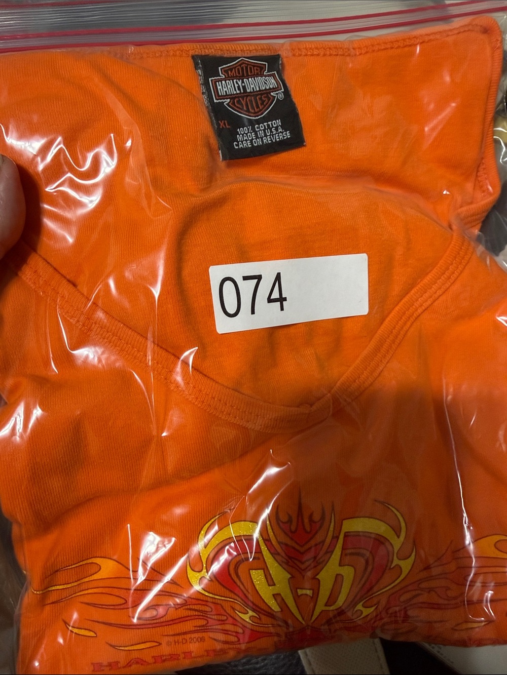Harley-Davidson Orange Long Sleeve V-Neck Tee w/Flame Graphic